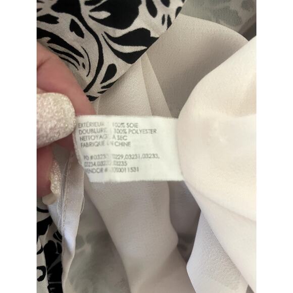Club Monaco Silk Dress 4 Black White Whimsical Floral Fairy Boho Cottagecore - Picture 10 of 12